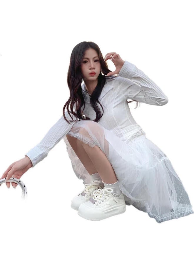 Josiny Women'S Spring And Autumn One-Step Thick-Soled Casual Shoes With Soft Bottom Board Shoes White 38 - Image 3