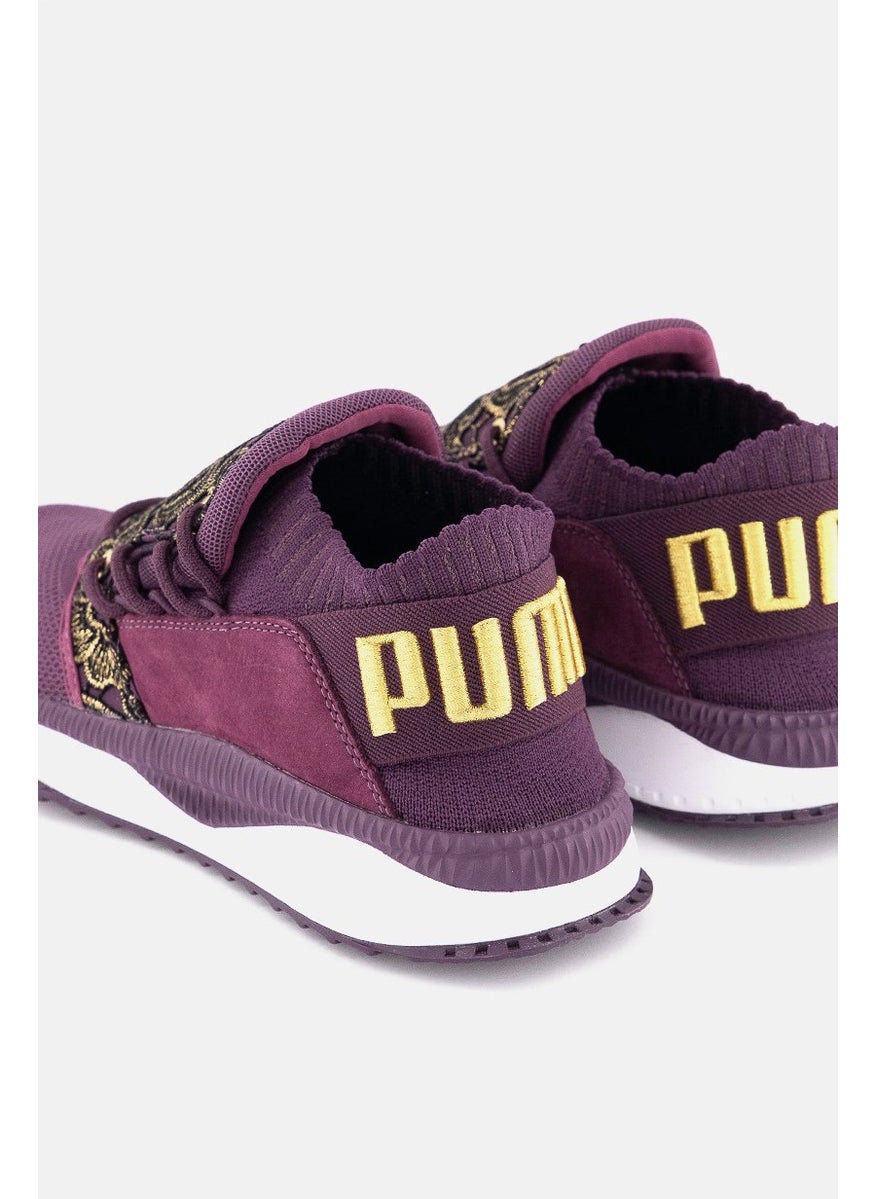 PUMA Women TSUGI Shinsei Mesh Lace Shoes, Shadow Purple and White and Gold  - Image 3