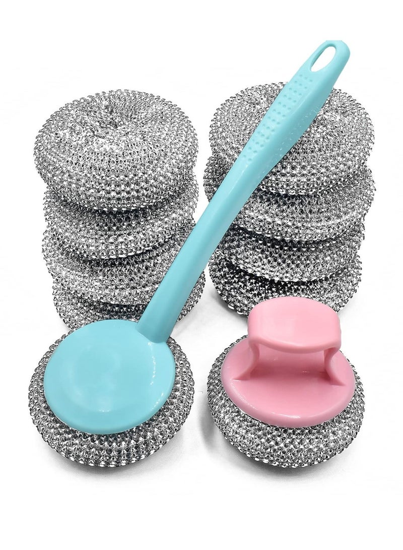 SYOSI 10 Pack Stainless Steel Sponges, Scrubbing Scouring Pad, Steel Wool Scrubber for Kitchens, Bathroom and More - Image 1