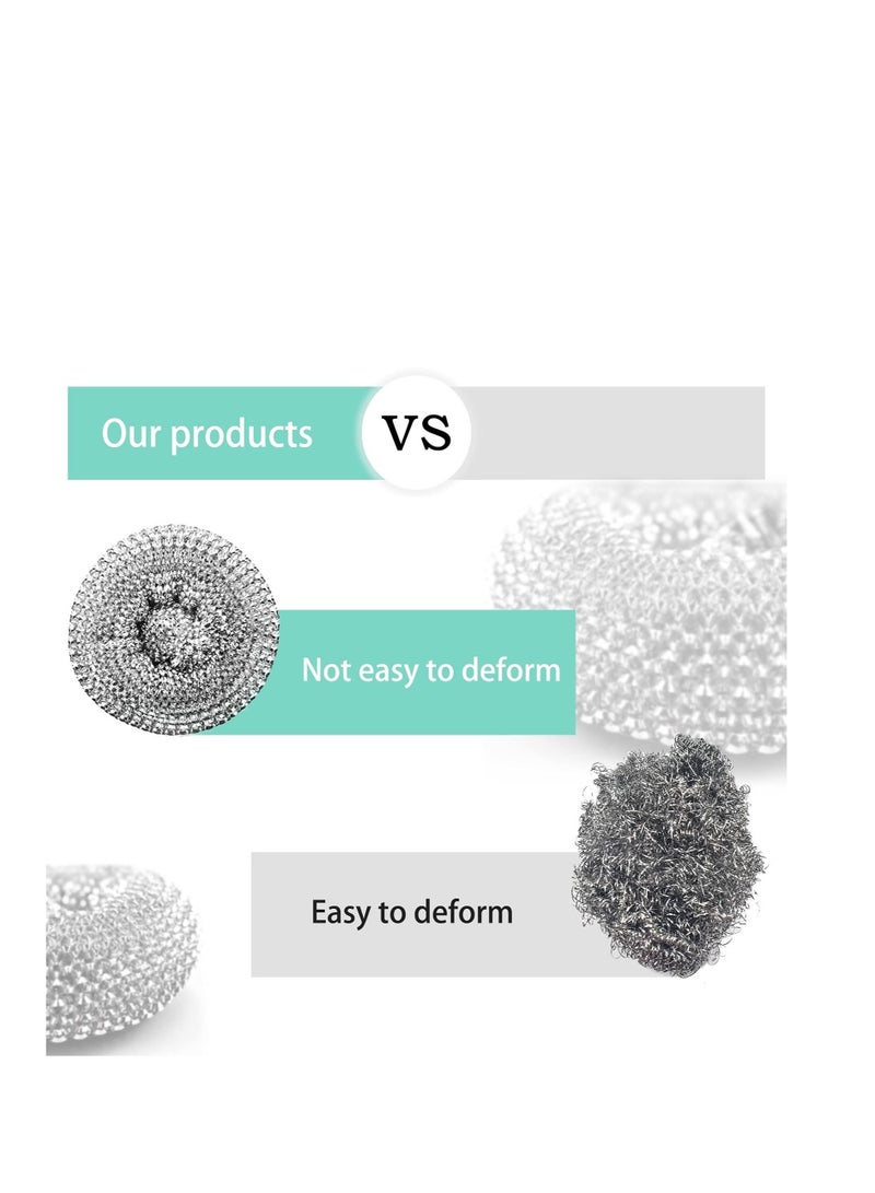 SYOSI 10 Pack Stainless Steel Sponges, Scrubbing Scouring Pad, Steel Wool Scrubber for Kitchens, Bathroom and More - Image 2