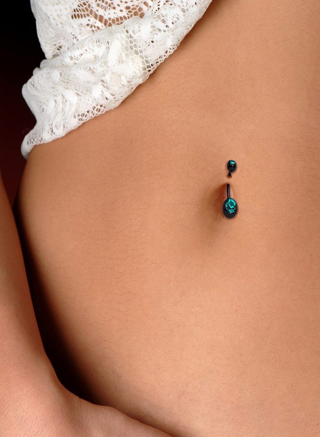 Body Candy 14G Belly Button Ring Surgical Stainless Steel Round Navel Barbell Stud Body Piercing (1PC-Black) - Image 4