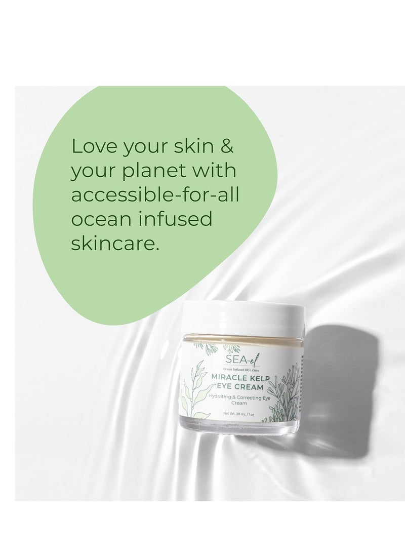 Sea-El Miracle Sea Kelp Eye Cream Hydrating & Correcting Yerba Mate Caffeine & Hyaluronic Acid for Dark Circles Bags & Puffiness - Daily Anti Aging Moisturizer for Women & Men, Vegan - 1 Oz  - Image 2
