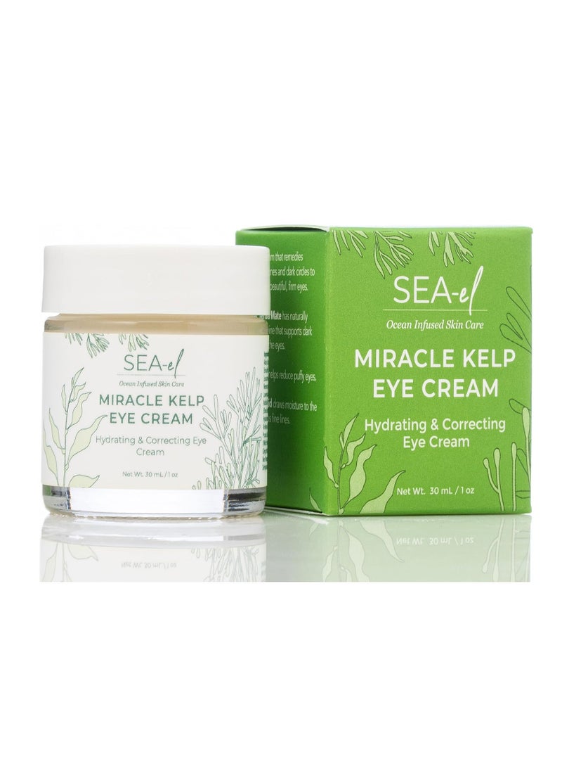 Sea-El Miracle Sea Kelp Eye Cream Hydrating & Correcting Yerba Mate Caffeine & Hyaluronic Acid for Dark Circles Bags & Puffiness - Daily Anti Aging Moisturizer for Women & Men, Vegan - 1 Oz  - Image 1