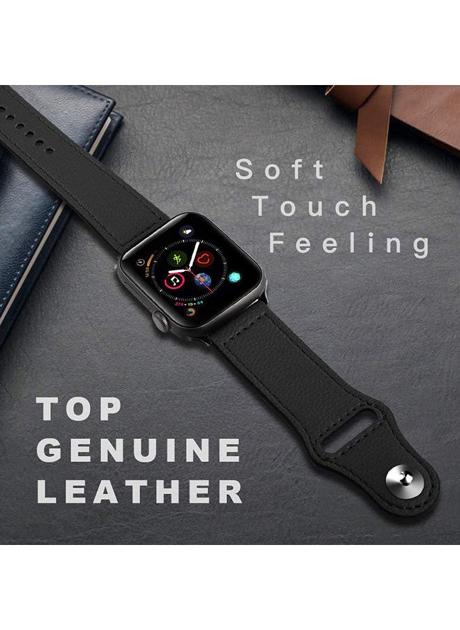 O Ozone - Leather Strap For Apple Watch Series 10 9 8 7 6 5 4 SE , 38/40/41/42mm, Genuine Leather Replacement Smartwatch Wristband - Blue - Image 1