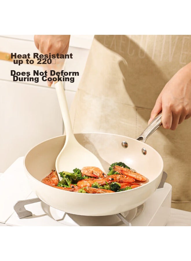MAX COOK Maxcook Silicone Spatula, Non-stick Wok Spatula For Frying Pan, Flat Bottom Pan, Specialized Cooking Spatula, Beech Wood Spatula Mccu0537  - Image 4
