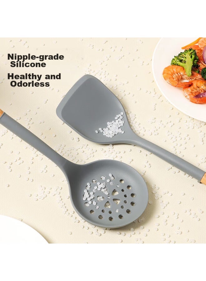 MAX COOK Maxcook Silicone Spatula, Non-stick Wok Spatula For Frying Pan, Flat Bottom Pan, Specialized Cooking Spatula, Beech Wood Spatula Mccu0537  - Image 3