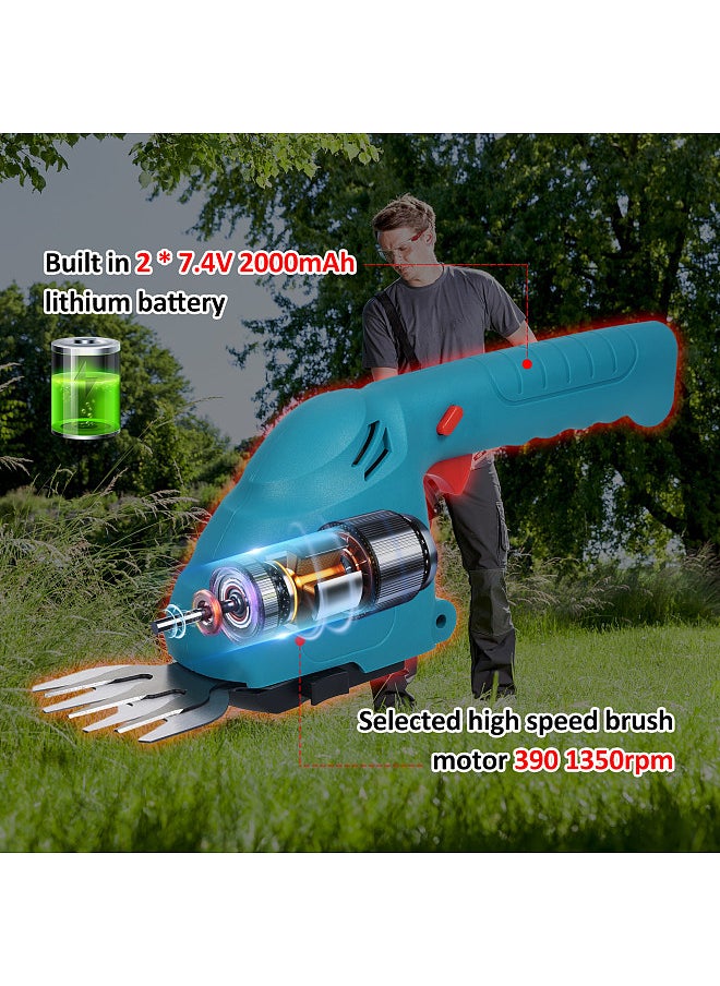 Generic E-5 Lithium Cordless Hedge Trimmer Handheld Dual-Purpose Hedge Trimmer Bush Trimmer Electric Hedge Trimmer for Pruning Built in 2.0Ah Battery and Type-C Charging Cable Grass Trimmer  - Image 4