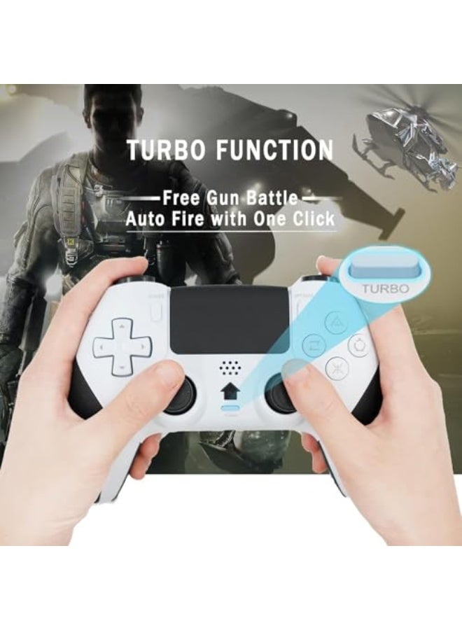 وحدة تحكم وايرلس برو لجهاز PS4، وحدة تحكم ألعاب متوافقة مع بلاي ستيشن 4 / سليم / برو / كمبيوتر شخصي، بطارية قابلة للشحن بسعة 800 مللي أمبير مدمجة / عصا تحكم وأزرار حساسة / صوت / توربو (أبيض وأسود) - Image 2