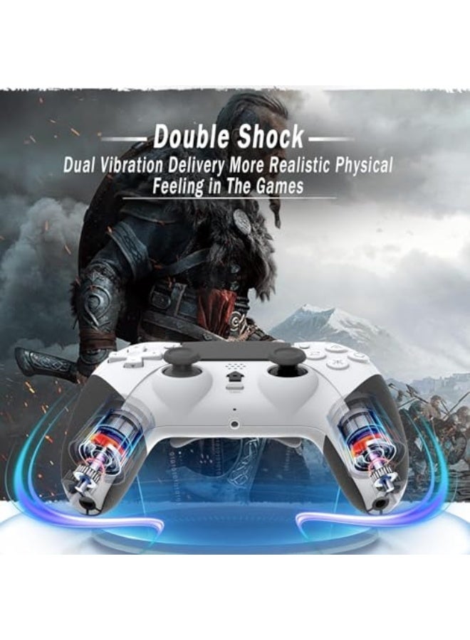 وحدة تحكم وايرلس برو لجهاز PS4، وحدة تحكم ألعاب متوافقة مع بلاي ستيشن 4 / سليم / برو / كمبيوتر شخصي، بطارية قابلة للشحن بسعة 800 مللي أمبير مدمجة / عصا تحكم وأزرار حساسة / صوت / توربو (أبيض وأسود) - Image 4