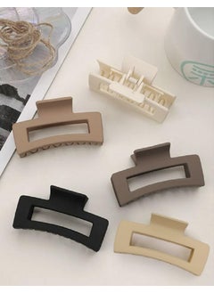 Hair Clips for Women Thick Hair 4 Inch Large Claw Clips for Thin Hair Big Square Hair Clip for Long Curly Hair Strong Hold Jaw Clip Fashion Hair Accessories for Women 5 Pack Neutral Hair Claw Clips