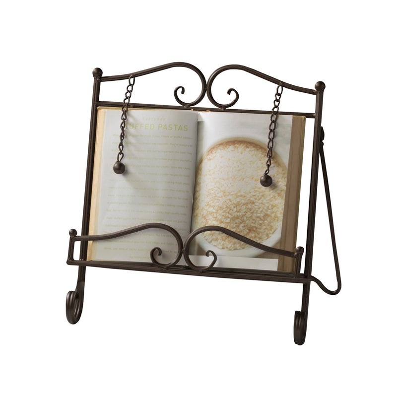 Tripar Swirl Design Metal Cookbook Stand for Cookbooks Tablets Recipes Portable Adjustable Free Standing