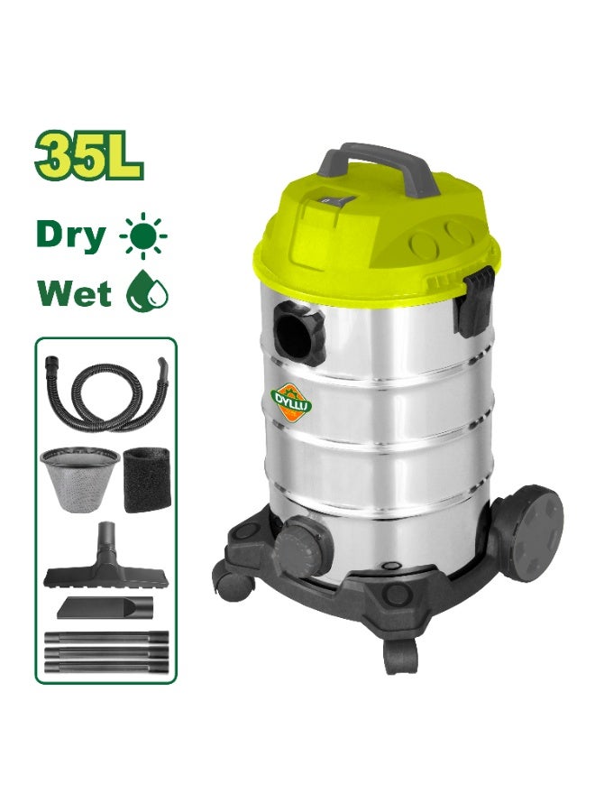 Heavy-Duty 35L Wet & Dry Vacuum Cleaner | 1200w Super Suction Power | Industrial Grade 3-in-1 Blower & Extractor | Stainless Steel Tank