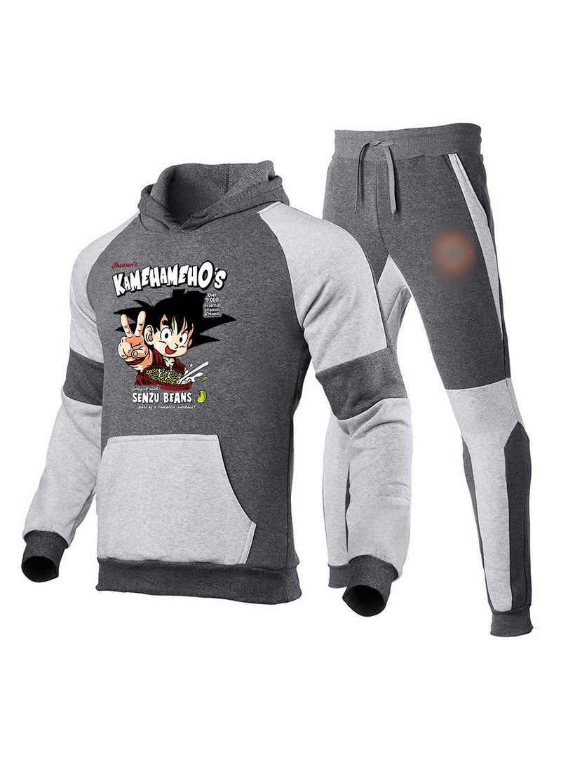KUYING Dragon Ball Color Blocked Hoodie Leg Binding Pants Hooded Set  - Image 1