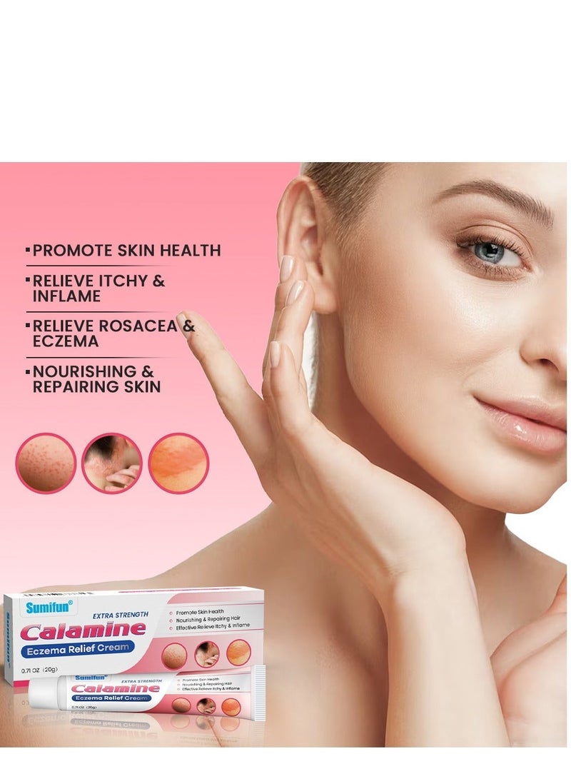Sumifun Extra Strength Calamine Eczema Relief Cream, Promote Skin Health, Effective Relieve Itchy Inflamed ,Relieve Rosacea Vs Eczema Nourishing  Repairing Skin 20g - Image 4