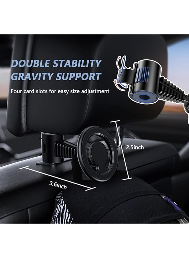 Excefore Car Headrest Mount For Magsafe - Magnetic Phone Holder With Backseat Hooks For Iphone 14/13/12, Car Seat Headrest Hook For Bags - Image 4