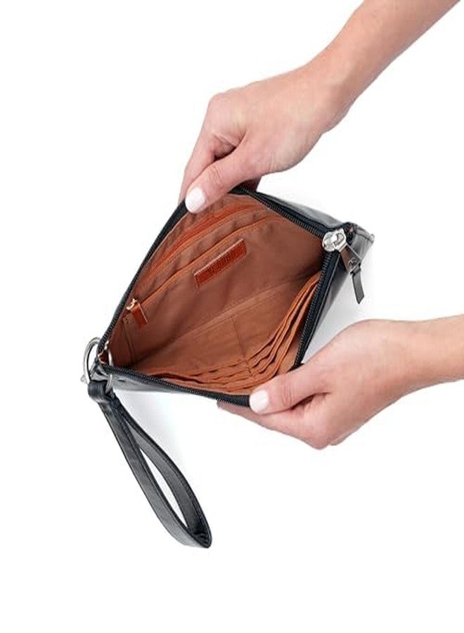 HOBO Vida Leather Wristlet or Clutch with Zipper Closure, Interior Credit Card Organizer, Minimalist Design - Fits in Purse, Black - Image 5