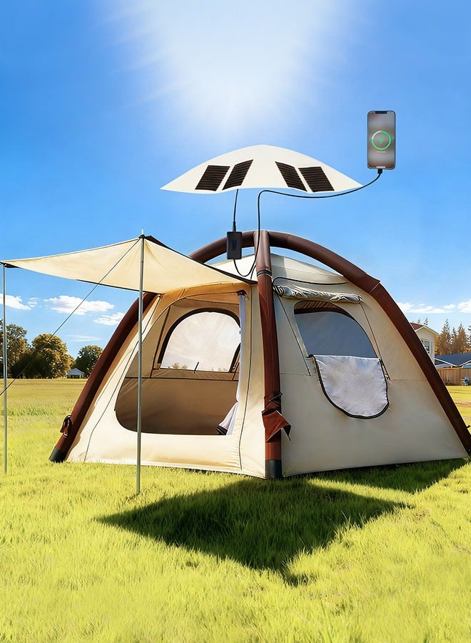 MWS-للتخييم خيمة شحن بالطاقة الشمسية قابلة للفصل لشخصين إلى أربعة أشخاص، خيمة قابلة للنفخ تلقائيًا، خيمة قابلة للفتح بزر واحد، مزودة بمضخة هواء، إعداد سهل، خيمة خارجية مضادة للرياح ومقاومة للماء من TPU مع نوافذ شبكية، خيمة تخييم قابلة للنفخ لشحن الأجهزة الإلكترونية. - Image 1