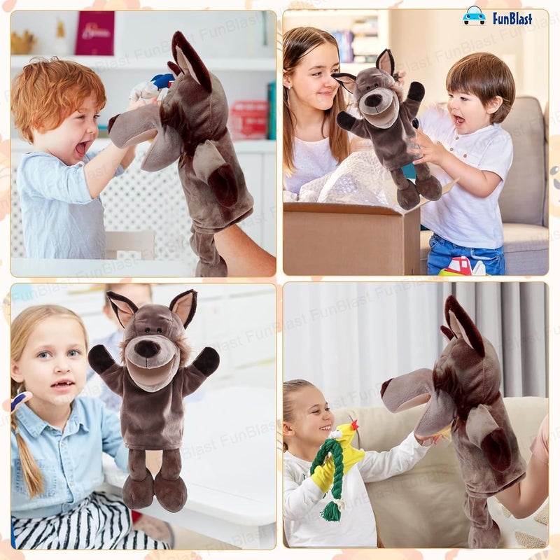 FunBlast Hand Puppets for Kids – Cute Animal Soft & Interactive Plush Wolf Puppets for Storytelling, Role Play & Learning Toys, Perfect for Toddlers & Children (Multicolor) - Image 5