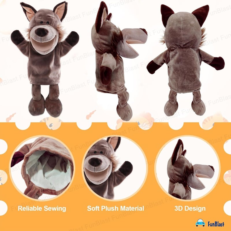 FunBlast Hand Puppets for Kids – Cute Animal Soft & Interactive Plush Wolf Puppets for Storytelling, Role Play & Learning Toys, Perfect for Toddlers & Children (Multicolor) - Image 4