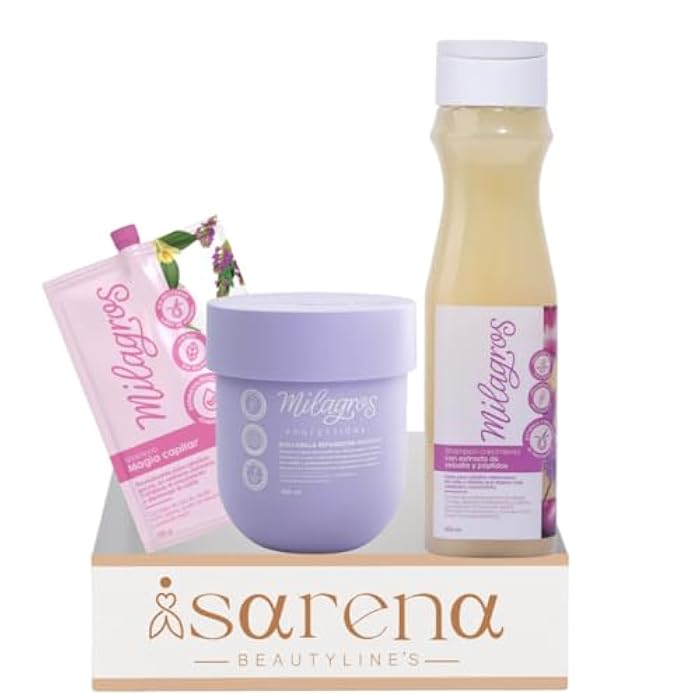 3 pack Shampoo y Mascarilla Professional Milagros Cebolla natural y peptidos - Combate caida del cabello y promueve su crecimiento 450ml para cabellos Milagros - Image 1