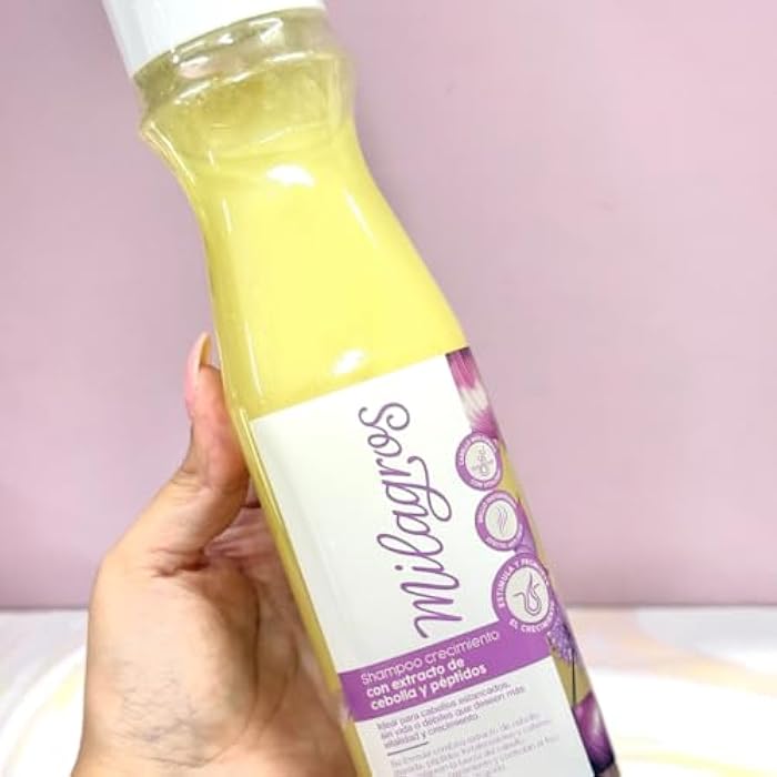 3 pack Shampoo y Mascarilla Professional Milagros Cebolla natural y peptidos - Combate caida del cabello y promueve su crecimiento 450ml para cabellos Milagros - Image 4