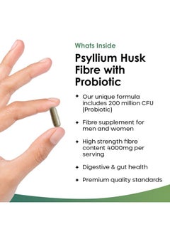 New Leaf Products Psyllium Husk Capsules Enriched With Probiotics Fibre Supplement High Absorbency Strength Contributes Towards Gut And Digestive Health From Plantago Ovata Seeds, Ispaghula Husk, Gluten-Free Made In Uk  - Image 2
