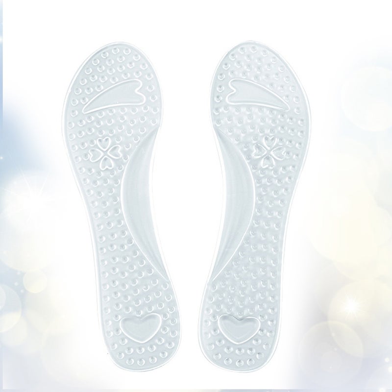 2 Pairs Gel Insoles Washable Lady Foot Shoe Pad Non- Foot Cushion Foot Care Tool (White Transparent) - Image 1