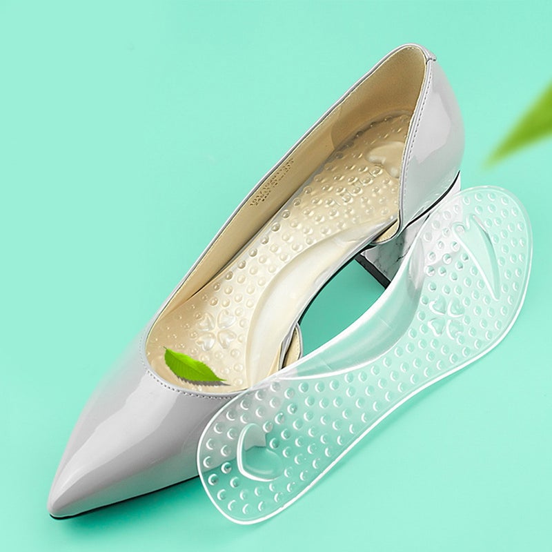 2 Pairs Gel Insoles Washable Lady Foot Shoe Pad Non- Foot Cushion Foot Care Tool (White Transparent) - Image 3