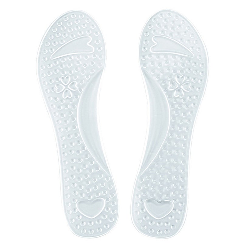 2 Pairs Gel Insoles Washable Lady Foot Shoe Pad Non- Foot Cushion Foot Care Tool (White Transparent) - Image 2