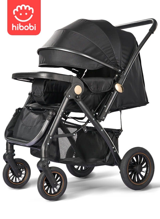 hibobi Portable Foldable Luxury Multi-Function Baby Stroller Reversible Handle Anti-Shock Springs - Image 1