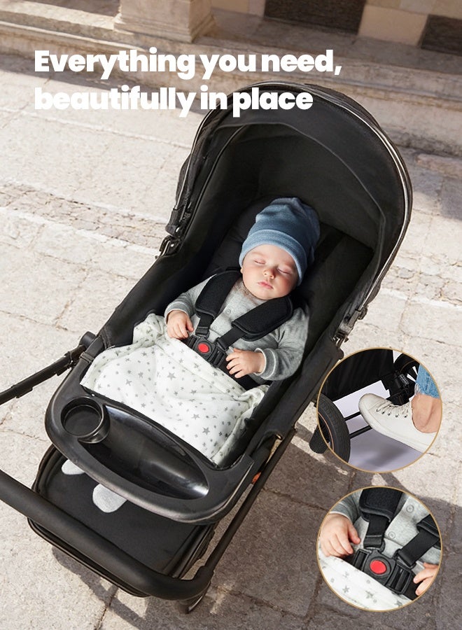 هيبوبي عربة أطفال فاخرة متعددة الوظائف قابلة للطي ومحمولة بمقبض قابل للعكس وزنبركات مضادة للصدمات. - Image 2