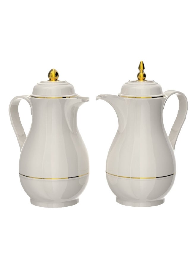 Bien Servi 2-Piece High Quality Plastic Body Vacuum Flask Set White 1 L KC-10RFT/10RFC - Image 1
