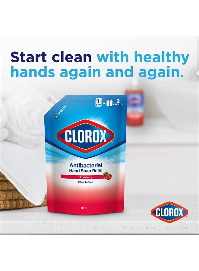 Clorox Liquid Hand Soap Refill 34 oz Scent Liquid Hand Washing Soap Refill Washes Away Dirt on Skin Soft on Hands Tough on Dirt, Strawberry - Clorox Hand Soap, Hand Wash, Foam Soap, Kitchen Hand Soap - Image 3
