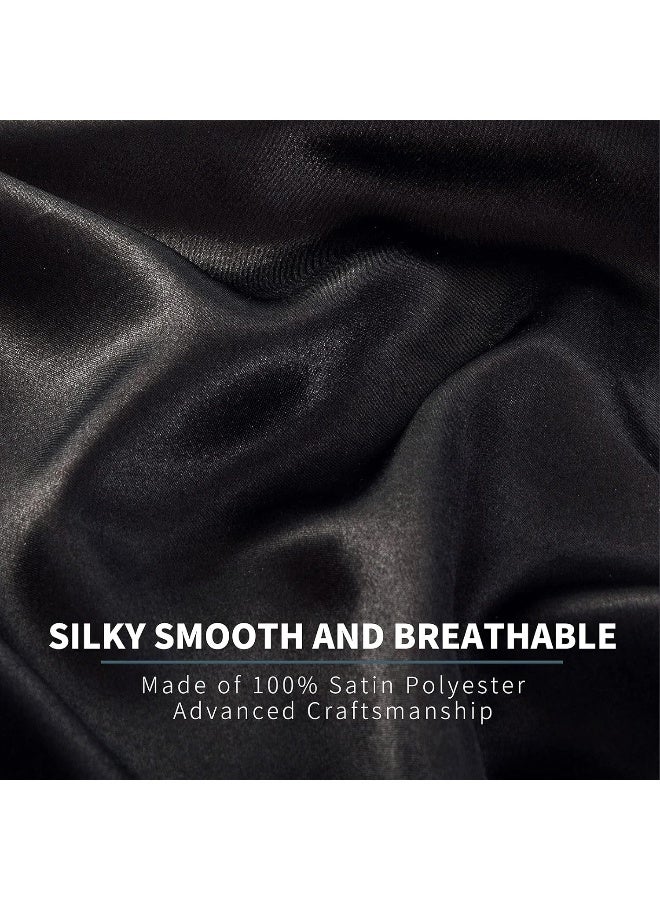 P Pothuiny 6-Piece Queen Satin Sheets Luxury Silky Black Satin Bedding Sheet Set - Image 3