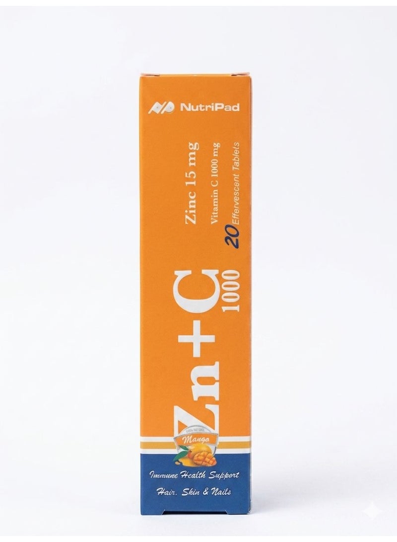 Nutripad Zinc + Vitamin C 1000 – 20 Effervescent Tablets for Immune Support