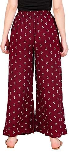 KBNBJ Women Low Rise Cotton Reyon Regular Fit Palazzo Pants (Pack of 2) (Free Size, Pink,Maroon) - Image 2