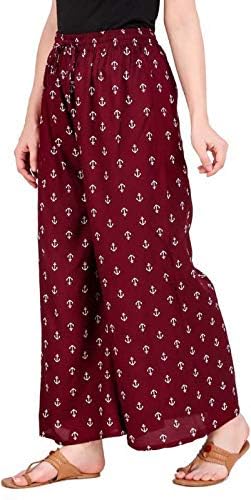 KBNBJ Women Low Rise Cotton Reyon Regular Fit Palazzo Pants (Pack of 2) (Free Size, Pink,Maroon) - Image 3