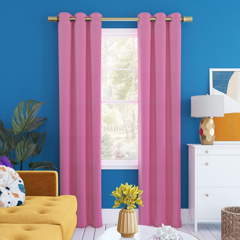 Sun Zero Halton Bright Vibes 100% Total Blackout Grommet Curtain Panel, Pink, 40"W x 84"L (1 Panel) - Image 1