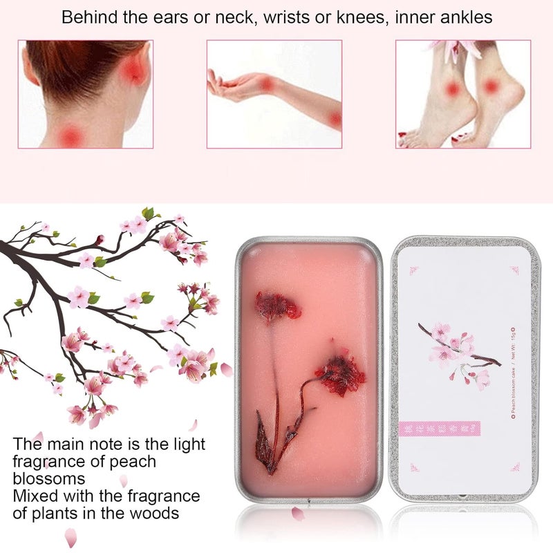 klarako Perfume Balm Solid Cologne Fragrance Balm 15g Solid Perfume Peach Flowers White Tea Solid Balm, Long Lasting Refreshing Aroma Balm Women Eau de Perfume - Image 5