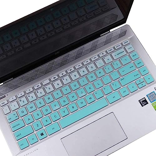 VNJ ACCESSORIES Keyboard Protector Cover for HP Pavilion x360 14" Laptop 14M-BA 14M-CD 14-BF 14-BW 14-cm Series 14M-BA011DX 14M-BA013DX 14M-BA015DX 14M-BA114DX 14M-CD0001DX 14M-CD0003DX- GR.MINT GREEN - Image 1