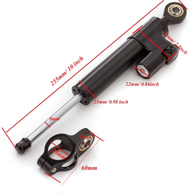 Generic HYEPIVOT CNC Steering Damper Directional Stabilizer Dampers For Motorcycle/Motorbike/Electric Scooters/Snowmobile/Rudder Pedals/ATV/Photographic Equipment (Black)  - Image 2