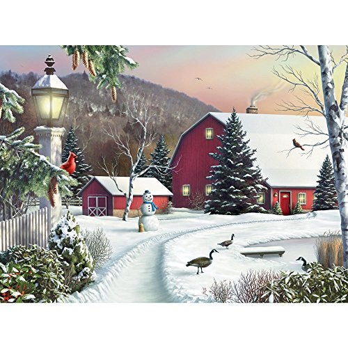 Bits and Pieces – 1000 Piece Jigsaw Puzzle for Adults – in The Still Light of Dawn - Snowy Barn with Birds, Winter Landscape Jigsaw Puzzle - by Artist Alan Giana, Completed Puzzle Size: 20" x 27" - Image 2