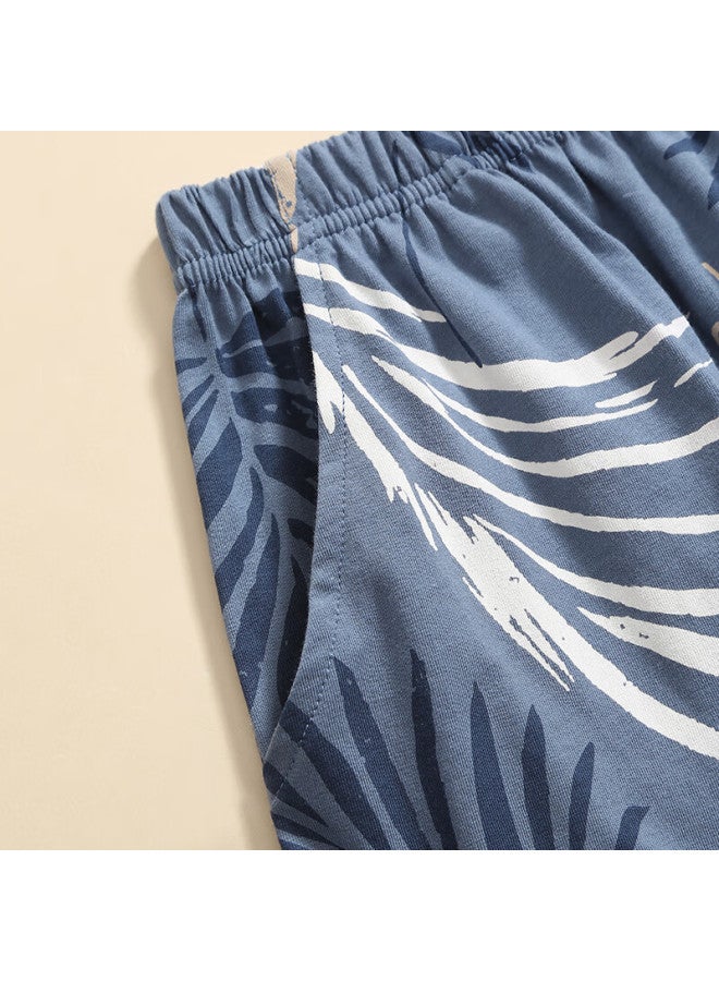Fenton Fenteng Men's Summer Thin Cotton Shorts Sports Casual Plus Size Cotton Home Pants Blue XL - Image 4