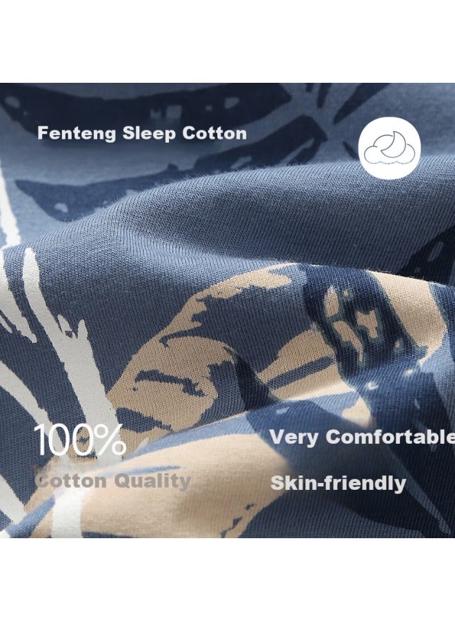 Fenton Fenteng Men's Summer Thin Cotton Shorts Sports Casual Plus Size Cotton Home Pants Blue XL - Image 2