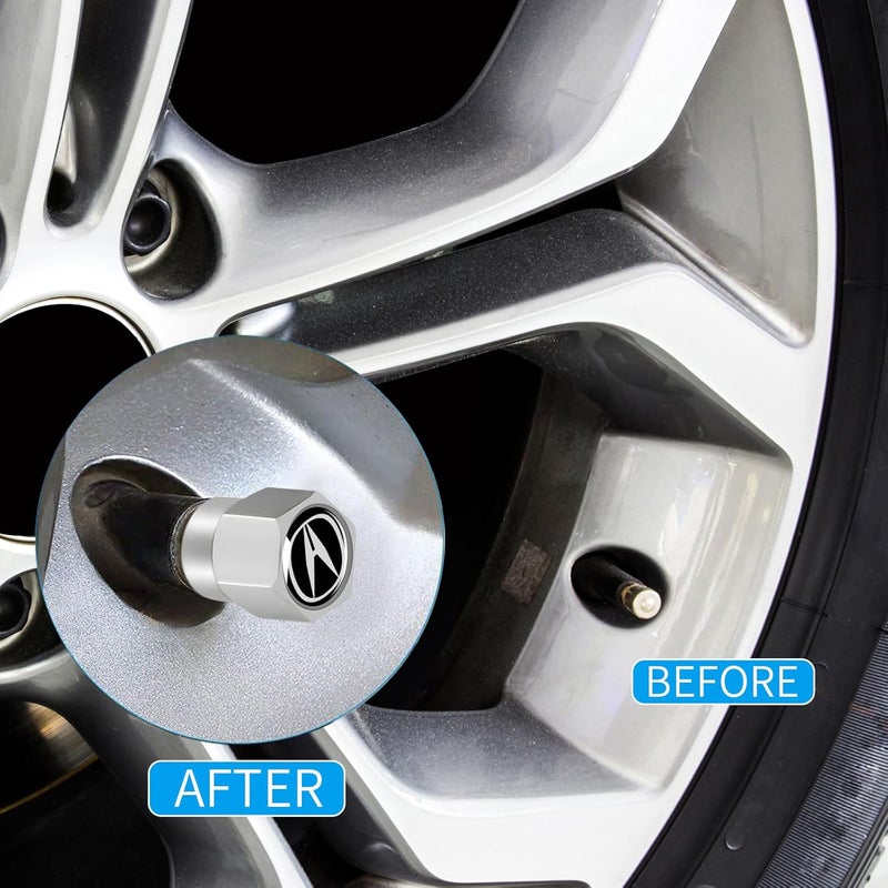 XIGRALUCK Tire Valve Stem Cap for Acura Metal Tire Stem Cover with Belt O-Ring Air caps Sports Accessories 4 Pack - Image 3