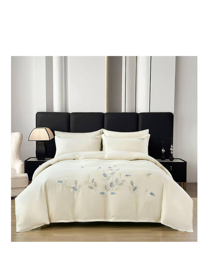 Embroidered King  Duvet Cover Set - 6-Piece Bedding Collection fitted bedsheet duvet with Zipper Closure