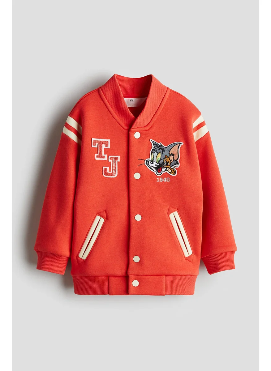 اتش اند ام Appliquéd Baseball Jacket