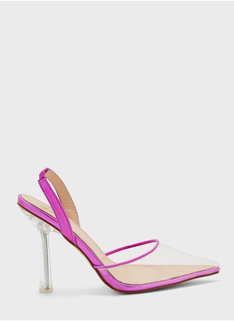Ginger - Metallic Trim Clear Front Pointed Pump - Image 1