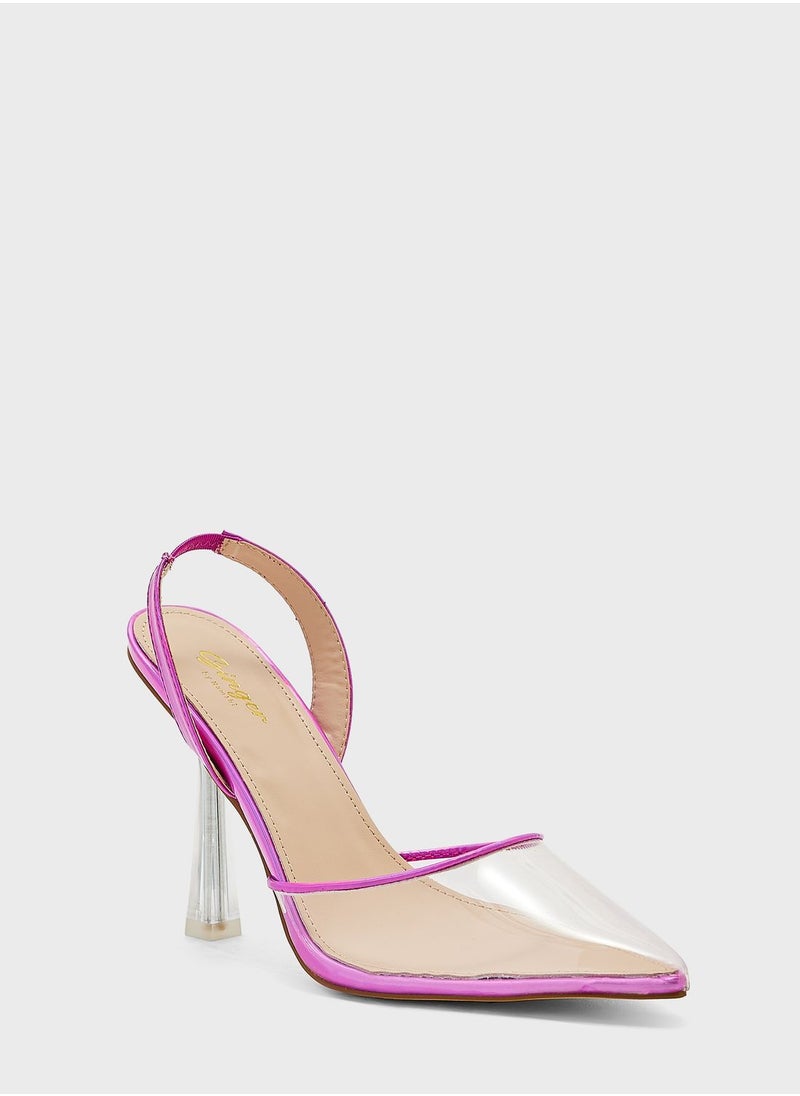 Ginger - Metallic Trim Clear Front Pointed Pump - Image 1