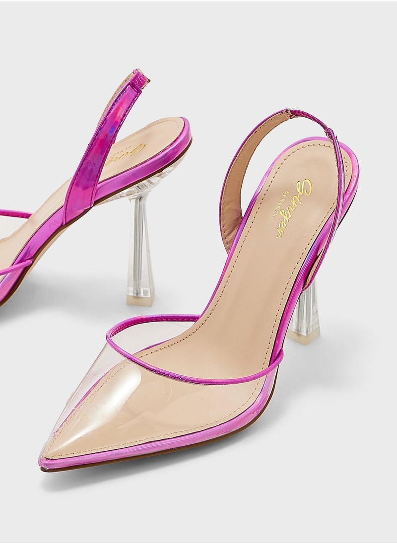 Ginger - Metallic Trim Clear Front Pointed Pump - Image 1